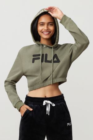 FILA Mathilde Crop Hoodies Black,Womens Clothing | CA.PIVADK402